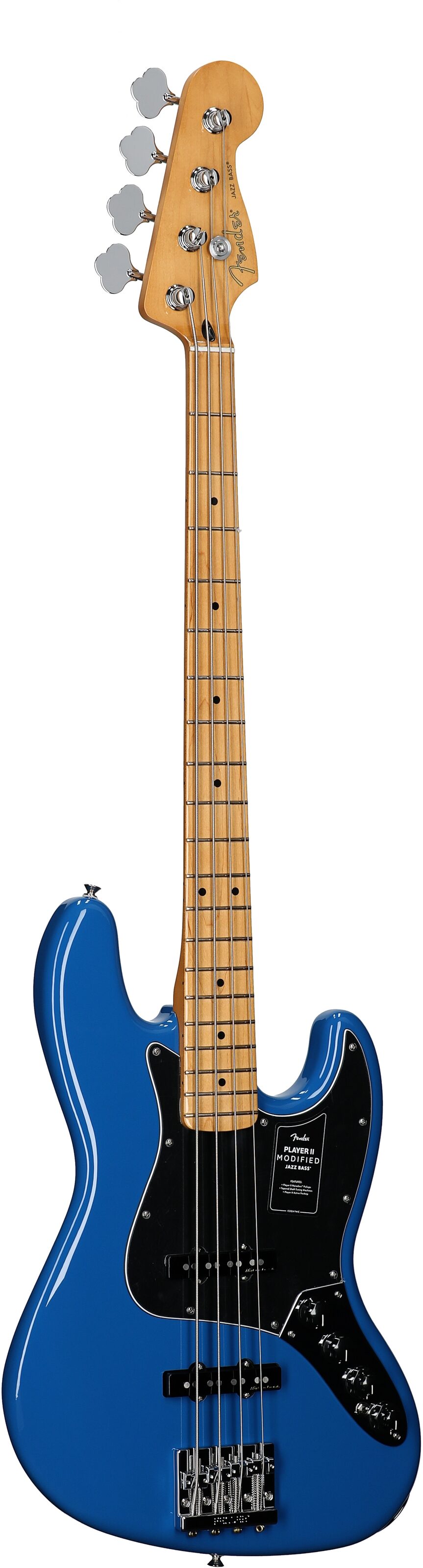 Fender Player II Modified Active Jazz Electric Bass, Maple Fingerboard (with Gig Bag), Electric Blue, Body Left Front
