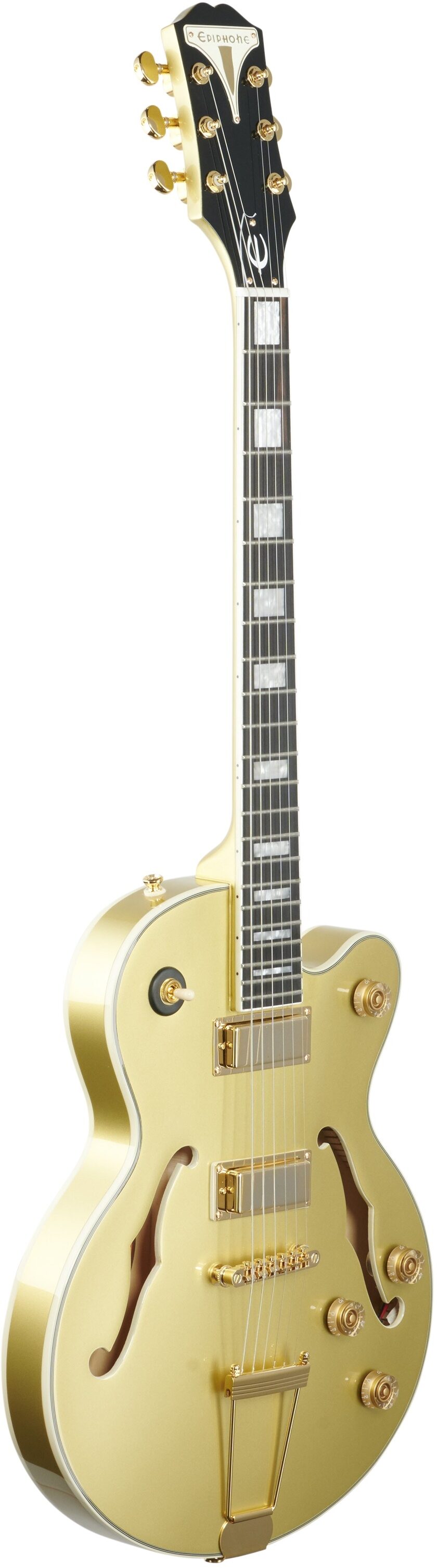 Epiphone Uptown Kat ES Electric Guitar, Topaz Gold Metallic, Body Left Front