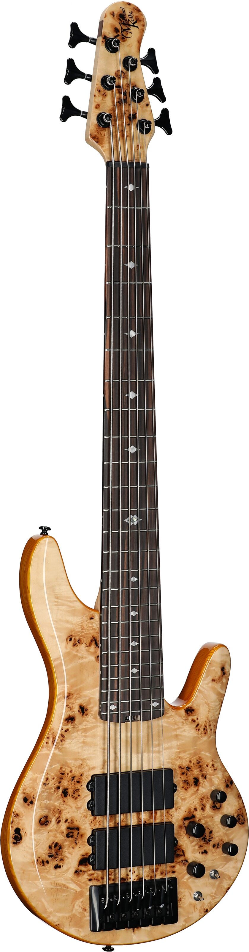 Michael Kelly Pinnacle 6 Electric Bass, 6-String, Natural Burl, Body Left Front