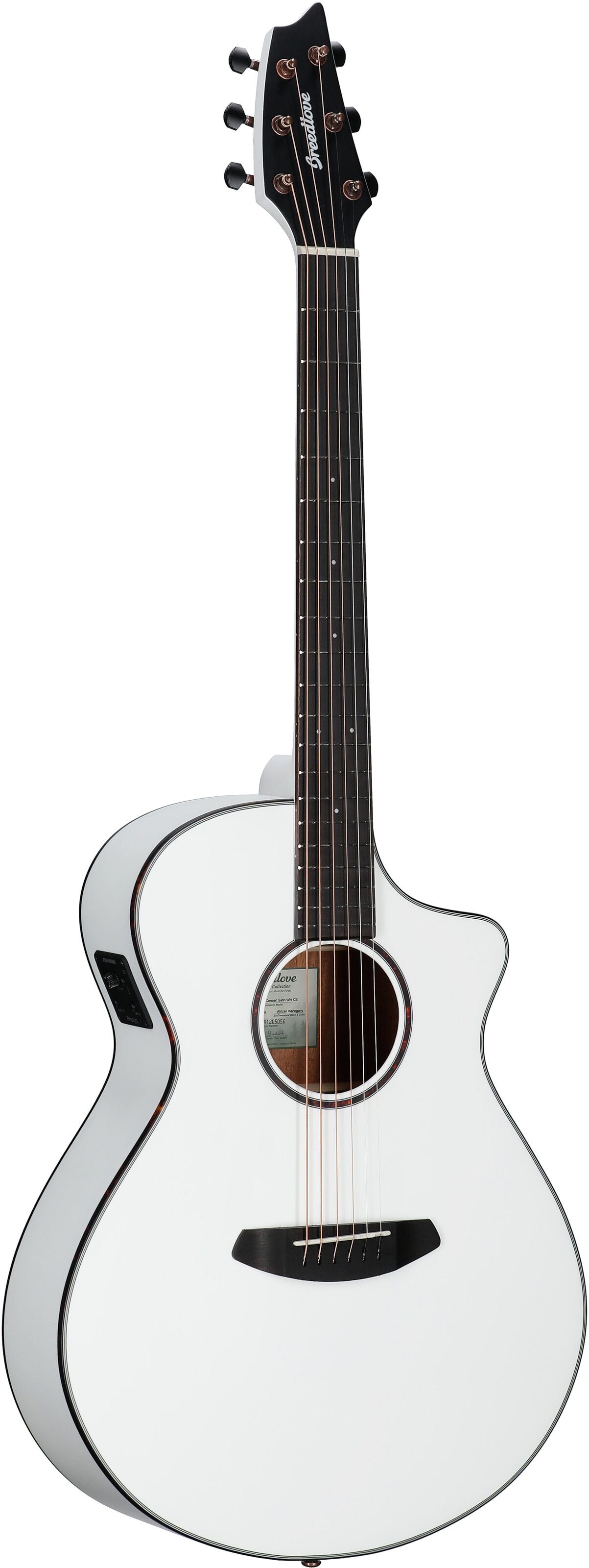 Breedlove Limited Edition Discovery Concert CE Acoustic-Electric Guitar, Satin White, Body Left Front