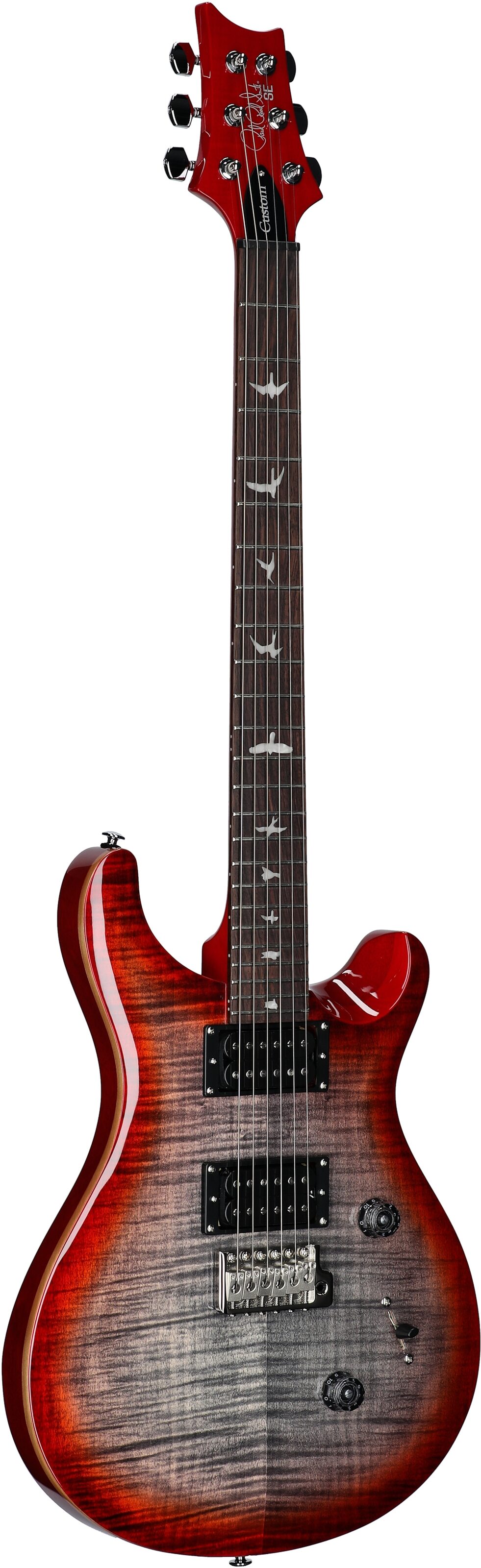 PRS Paul Reed Smith SE Custom 24 Electric Guitar (with Gig Bag), Charcoal Cherry Burst, Body Left Front