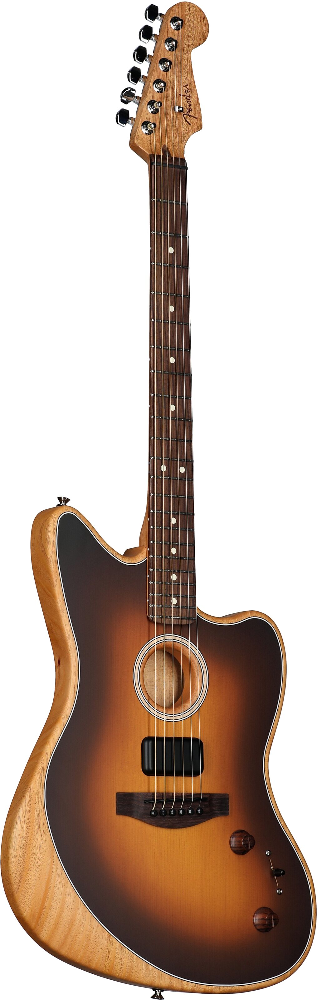 Fender Acoustasonic Player Jazzmaster Electric Guitar (with Gig Bag), 2-Color Sunburst, Body Left Front