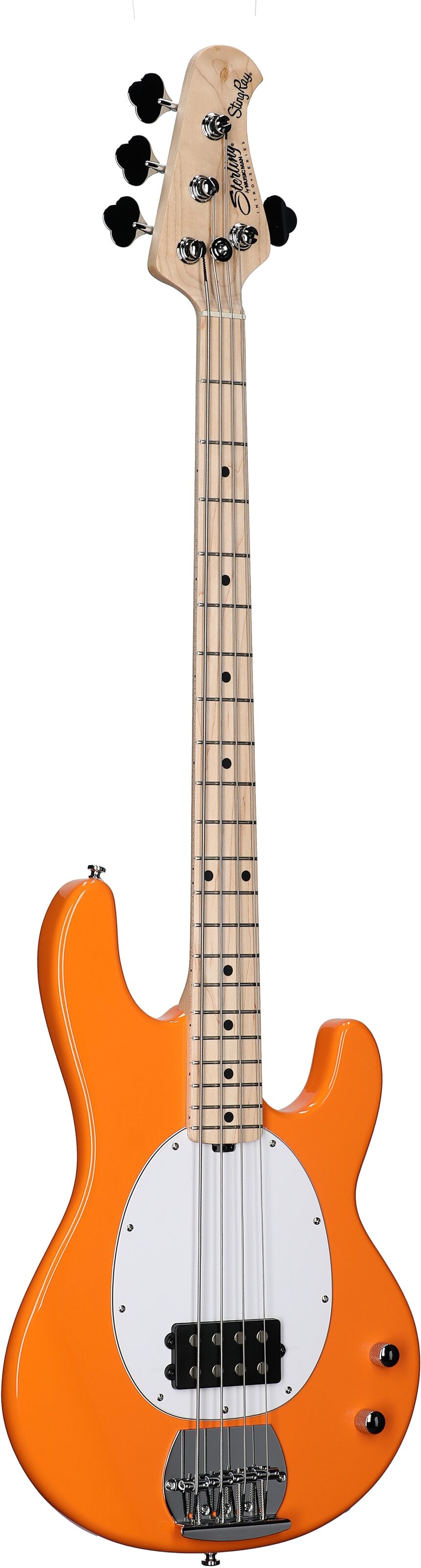 Sterling Intro Series StingRay Electric Bass, Sunrise Orange, Body Left Front