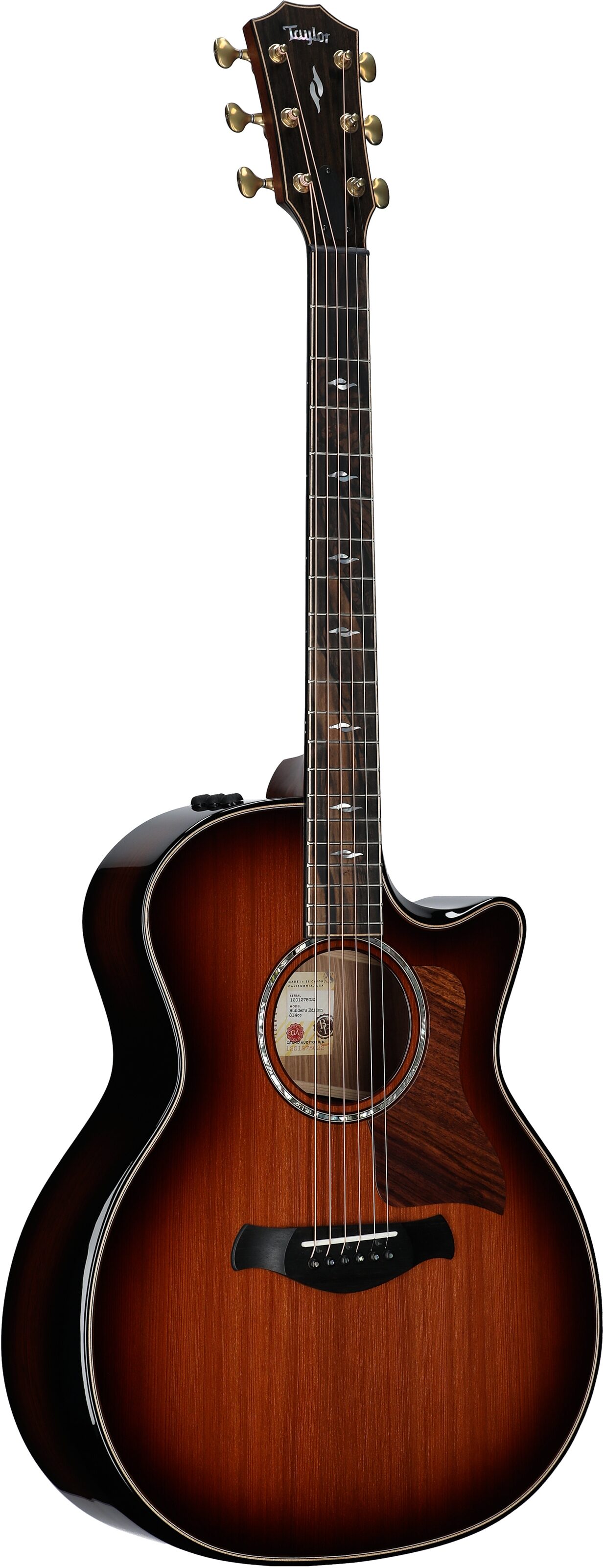 Taylor Builders Edition 814ce Guitar Honduran Rosewood Redwood Acoustic-Electric Guitar, Shaded Edgeburst, Body Left Front
