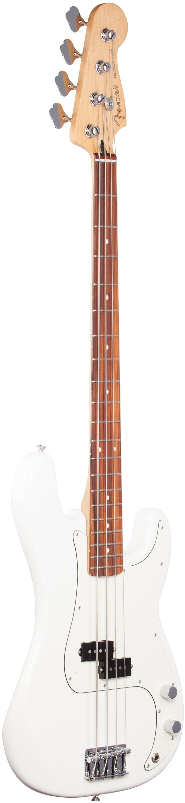 Fender Player Precision Electric Bass, with Pau Ferro Fingerboard, Polar White, Body Left Front