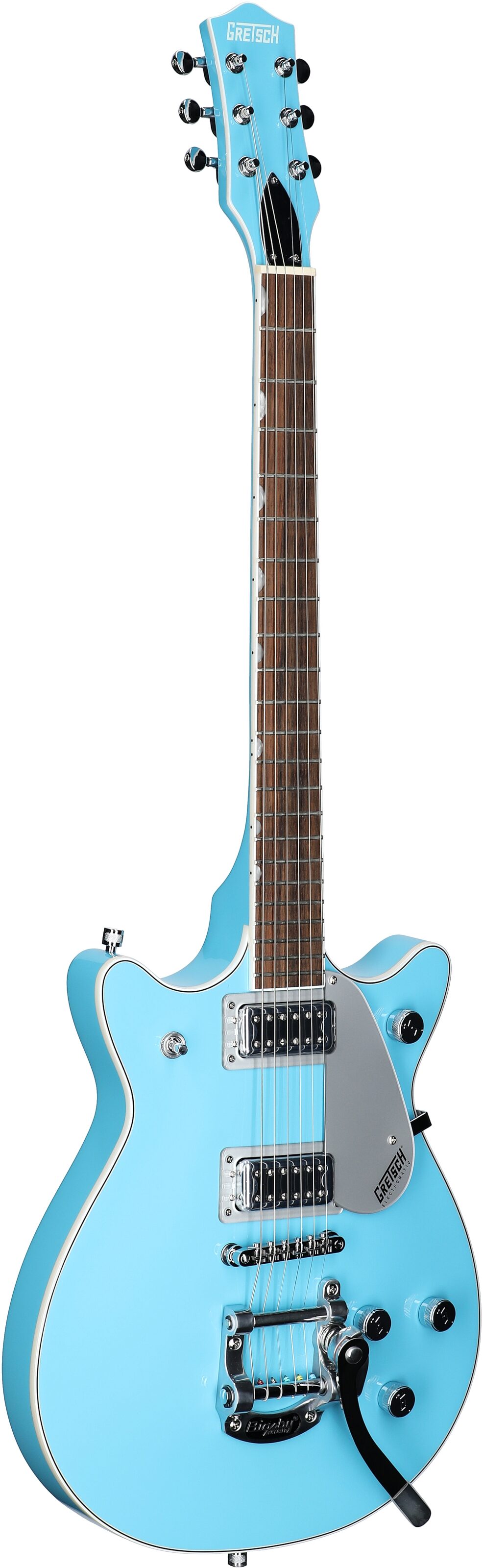 Gretsch G5232T Electromatic Double Jet Electric Guitar, Laurel Fingerboard, Kailani Blue, Body Left Front