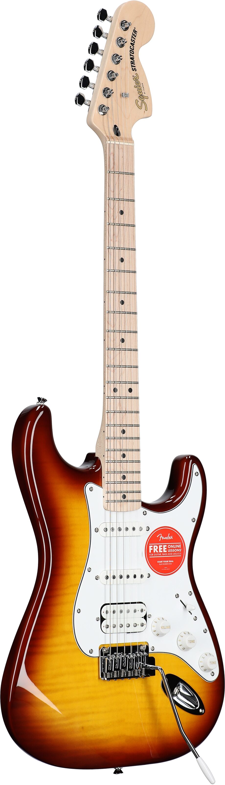 Squier Affinity Stratocaster FMT HSS Electric Guitar, Maple Fingerboard, Sienna Sunburst, Body Left Front