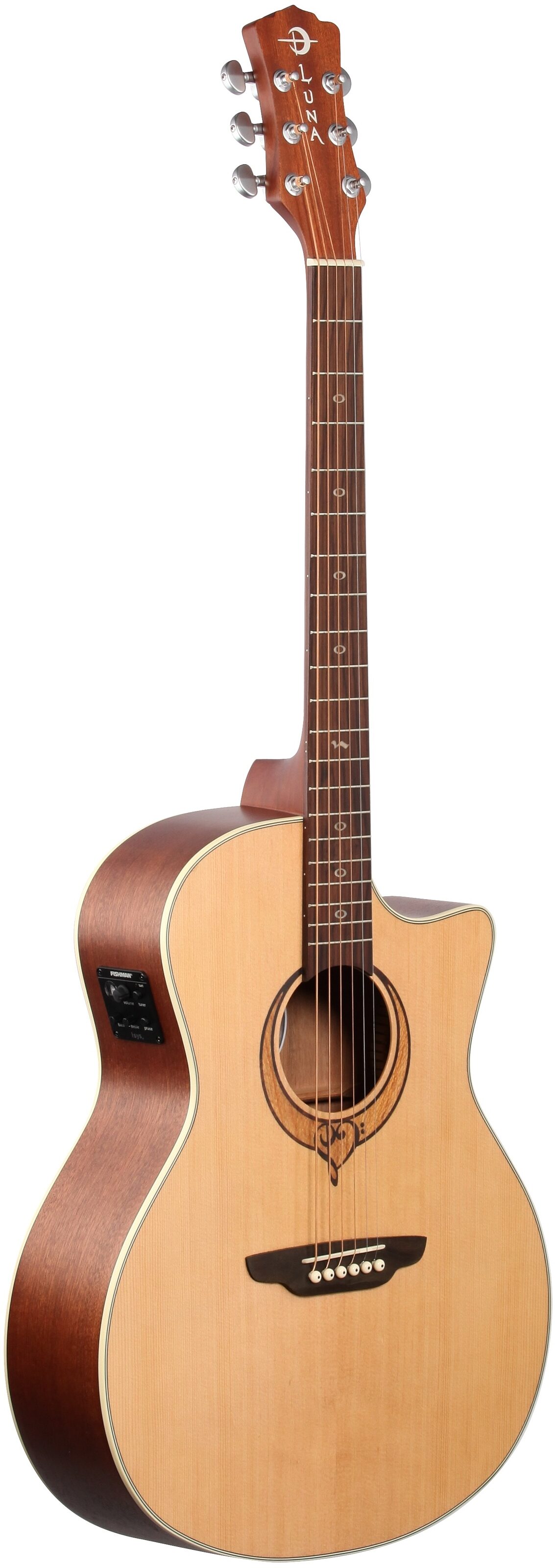 Luna Heartsong Grand Concert Acoustic-Electric Guitar with USB, New, Body Left Front