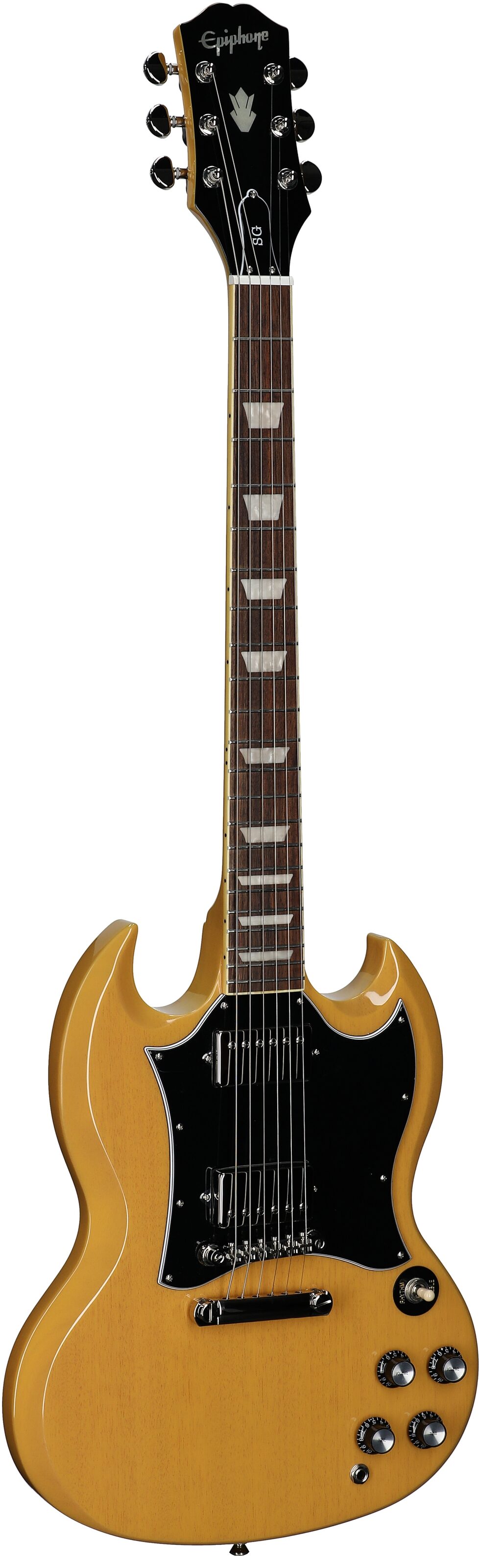 Epiphone Inspired by Gibson SG Standard Electric Guitar (with Gig Bag), TV Yellow, Body Left Front