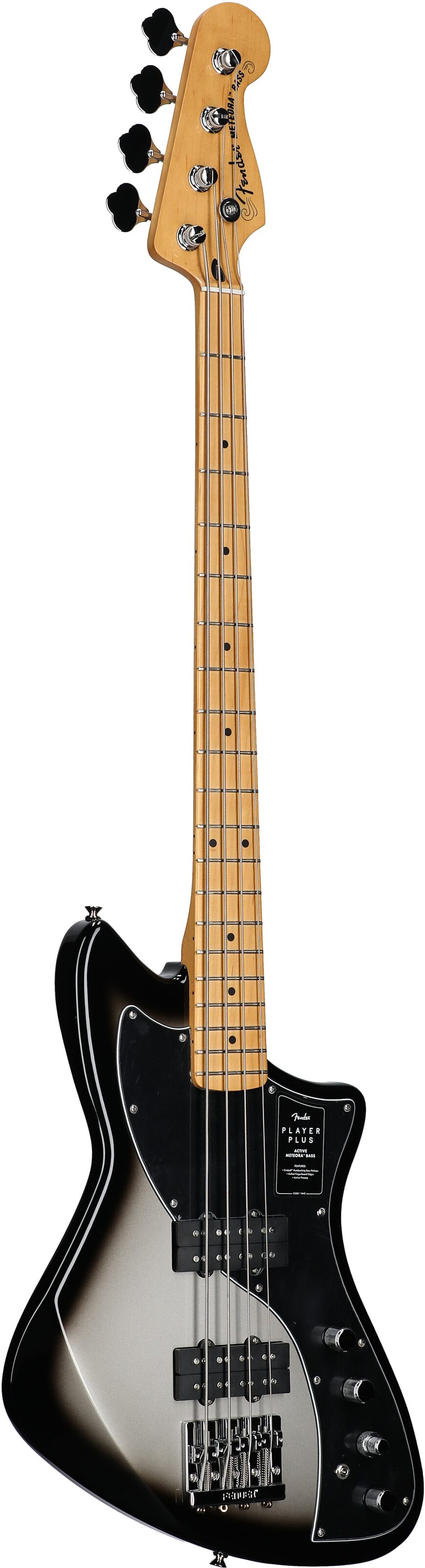 Fender Player Plus Meteora Active Bass, Maple Fretboard (with Gig Bag), Silverburst, USED, Scratch and Dent, Body Left Front