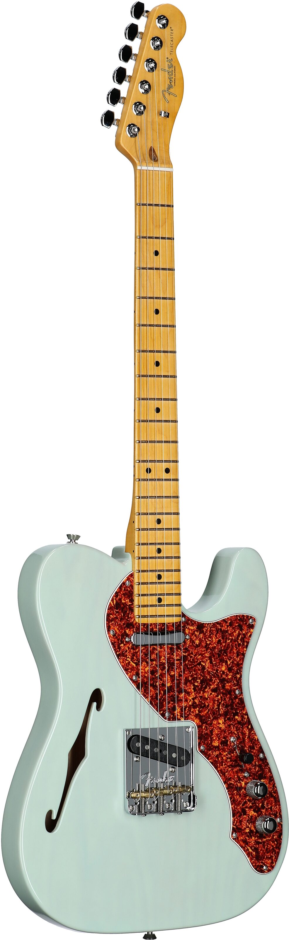 Fender Limited Edition American Pro II Telecaster Thinline Electric Guitar (with Case), Transparent Surf Green, Body Left Front
