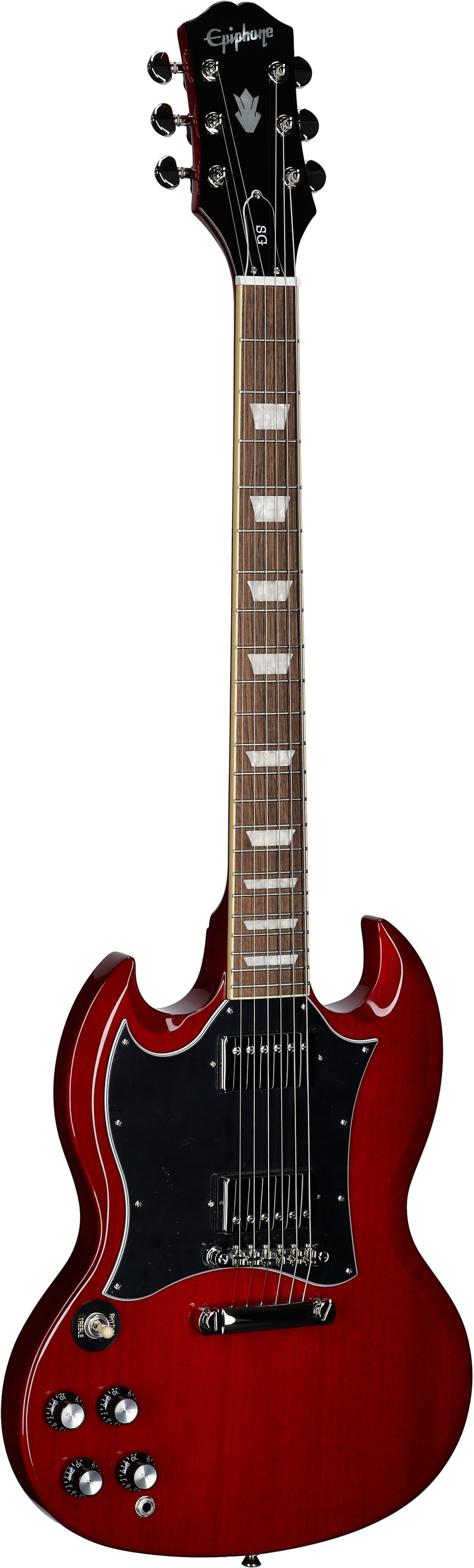 Epiphone Inspired by Gibson SG Standard Electric Guitar, Left-Handed (with Gig Bag), Cherry, Body Left Front