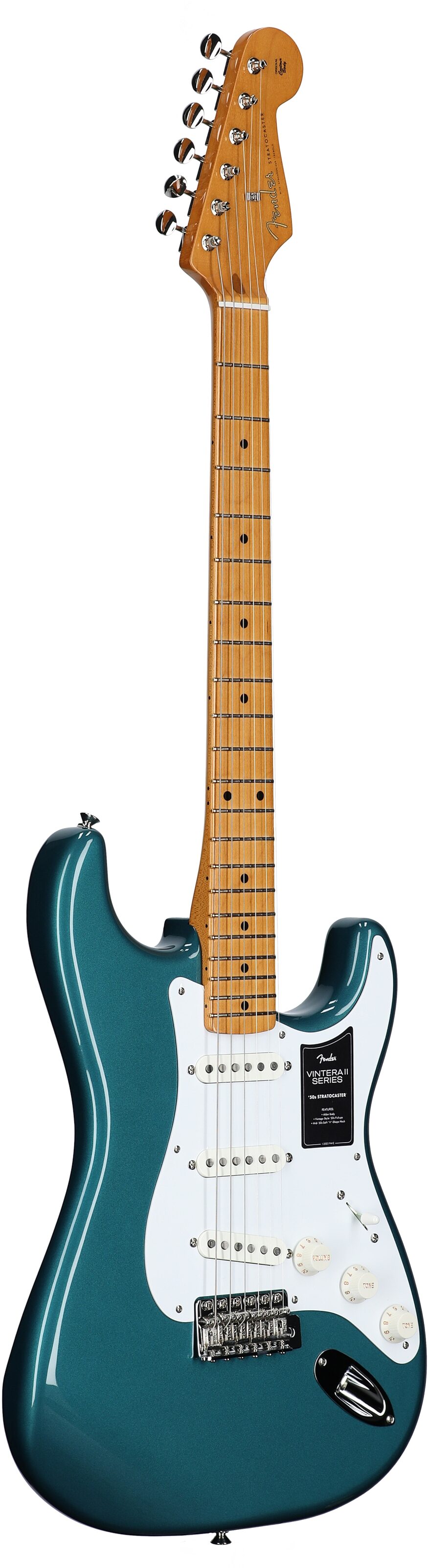 Fender Vintera II '50s Stratocaster Electric Guitar, Maple Fingerboard (with Gig Bag), Ocean Turquoise, Body Left Front
