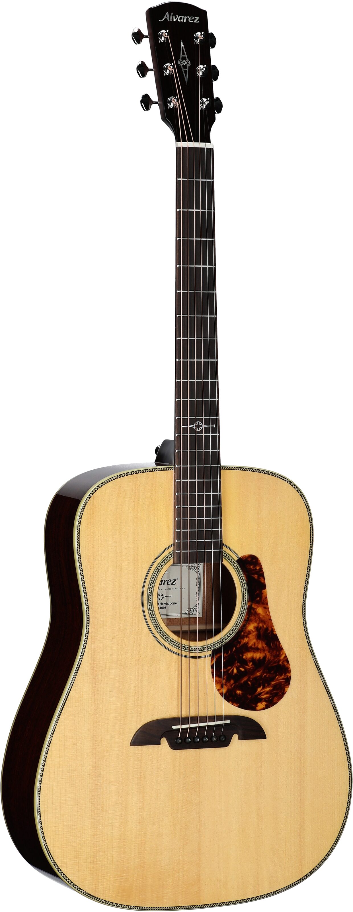 Alvarez MD60 Herringbone Masterworks Dreadnought Acoustic Guitar (with Gig Bag), New, Body Left Front