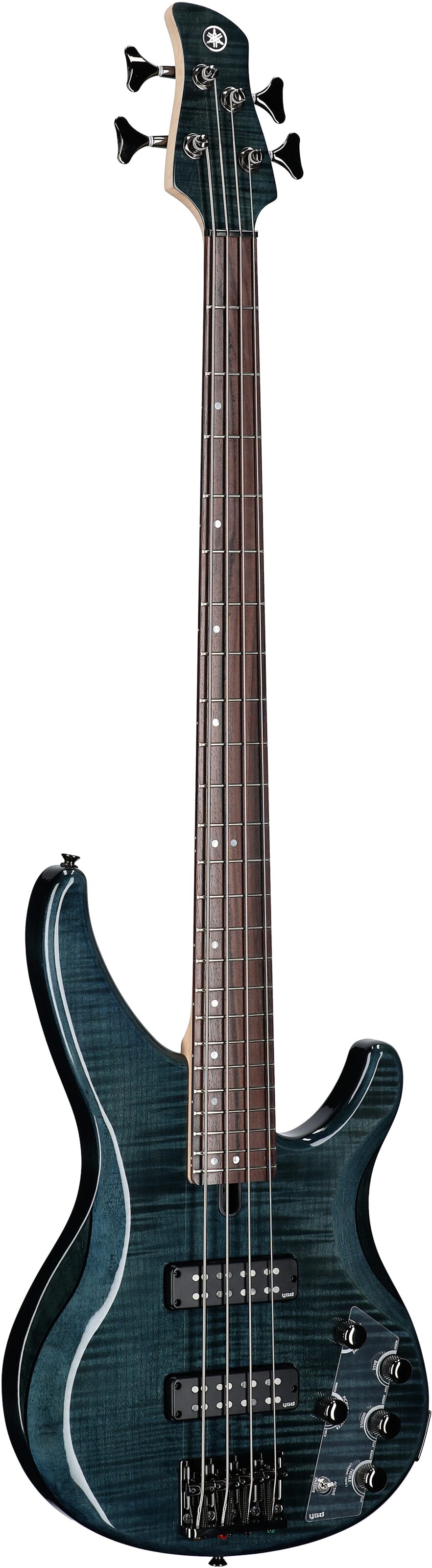 Yamaha TRBX604FM Electric Bass, Indigo Blue, Body Left Front
