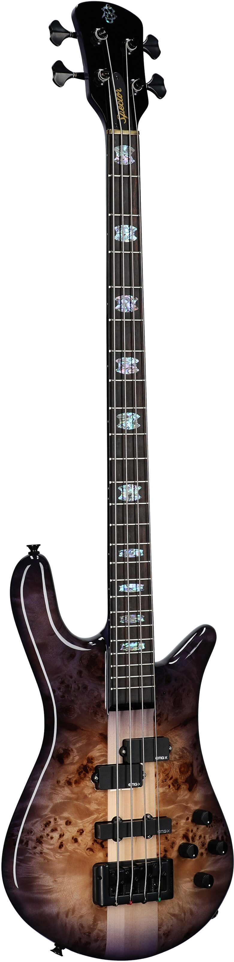 Spector Euro 4 Custom Electric Bass (with Gig Bag), Natural Violet Burst Gloss, Body Left Front