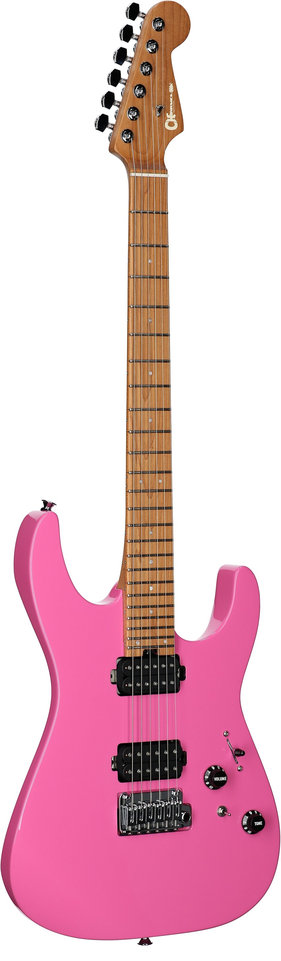 Charvel Pro-Mod DK24 HH 2PT CM Electric Guitar, with Maple Fingerboard, Bubblegum Pink, Body Left Front