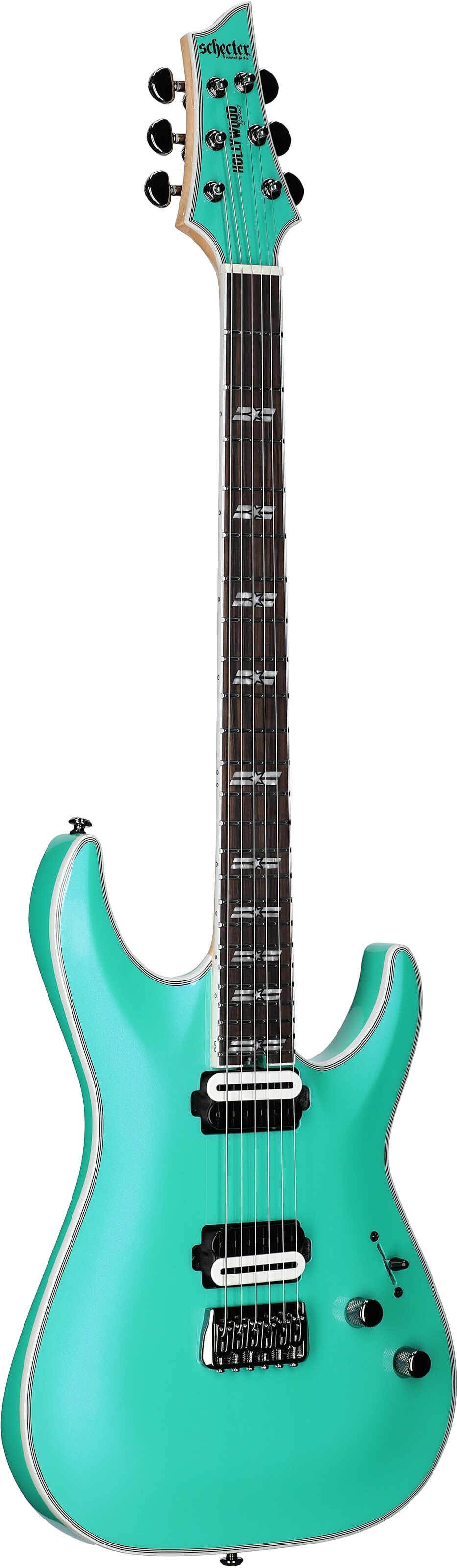 Schecter C1 SLS Custom Electric Guitar, Hollywood Glacier Metallic, Body Left Front