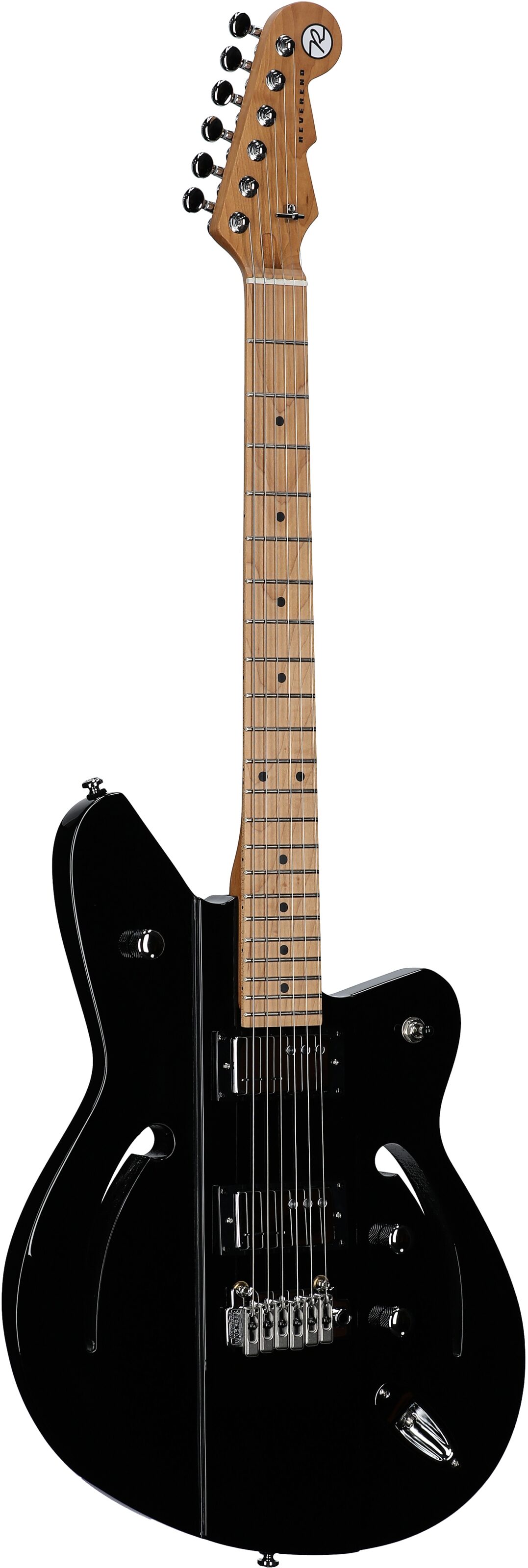 Reverend Airsonic W Electric Guitar, Midnight Black, Body Left Front