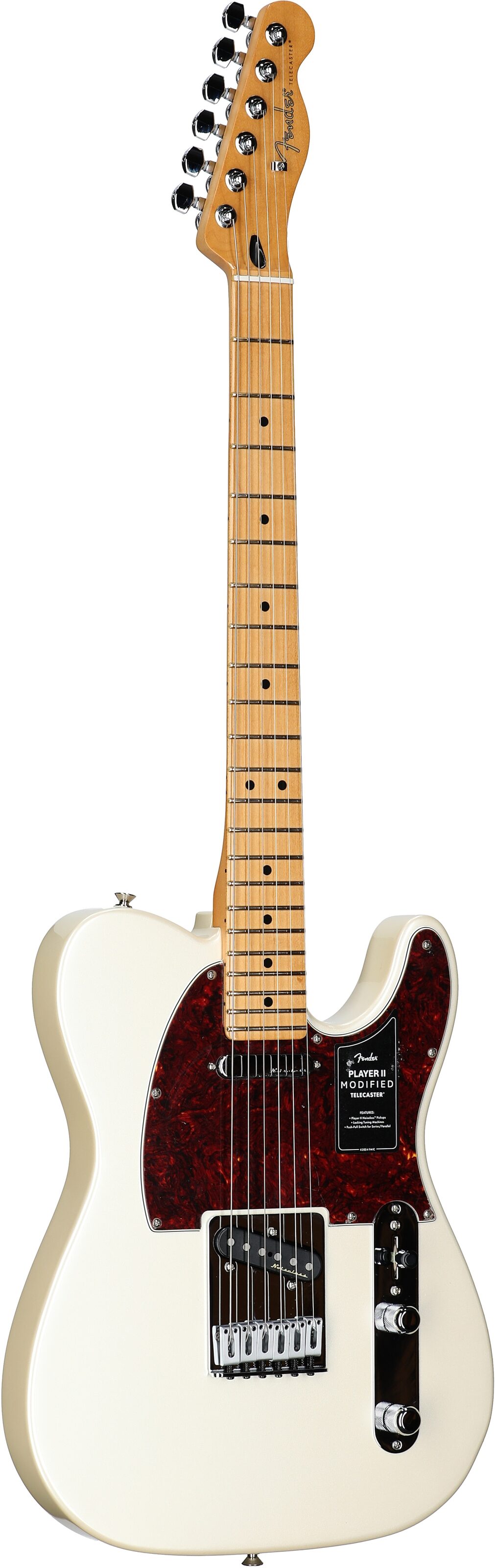 Fender Player II Modified Telecaster Electric Guitar, Maple Fingerboard, Olympic Pearl, Body Left Front