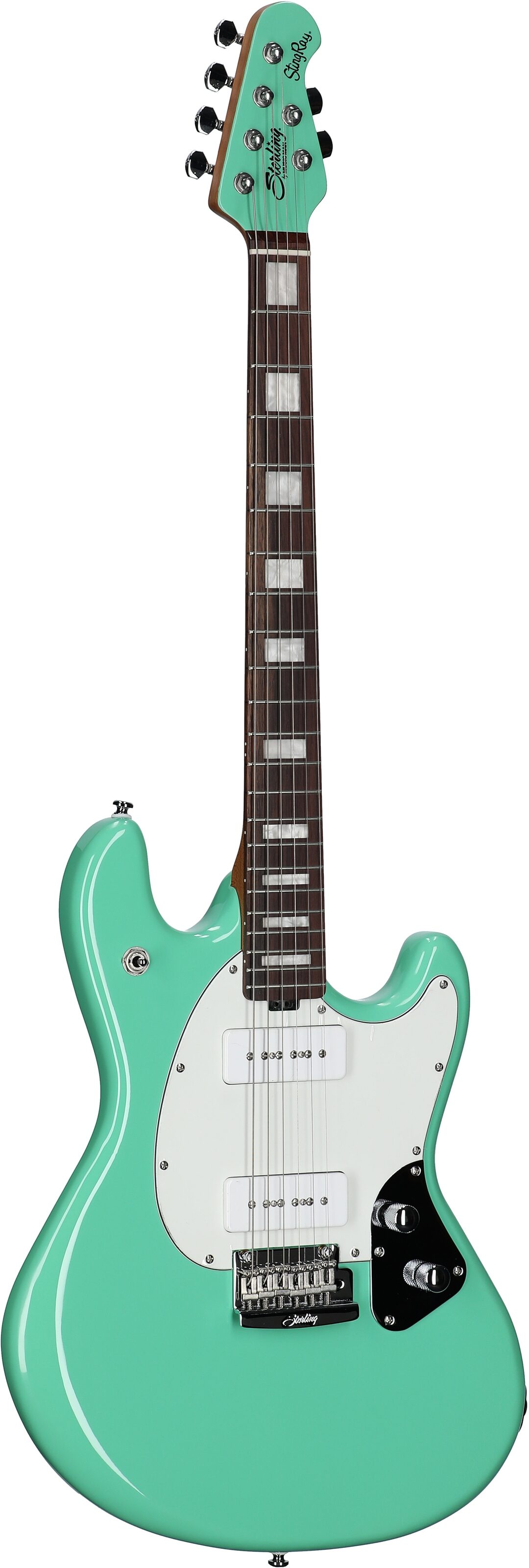 Sterling by Music Man SR50X StingRay Plus Electric Guitar, with Rosewood Fingerboard, Seafoam Green, Body Left Front