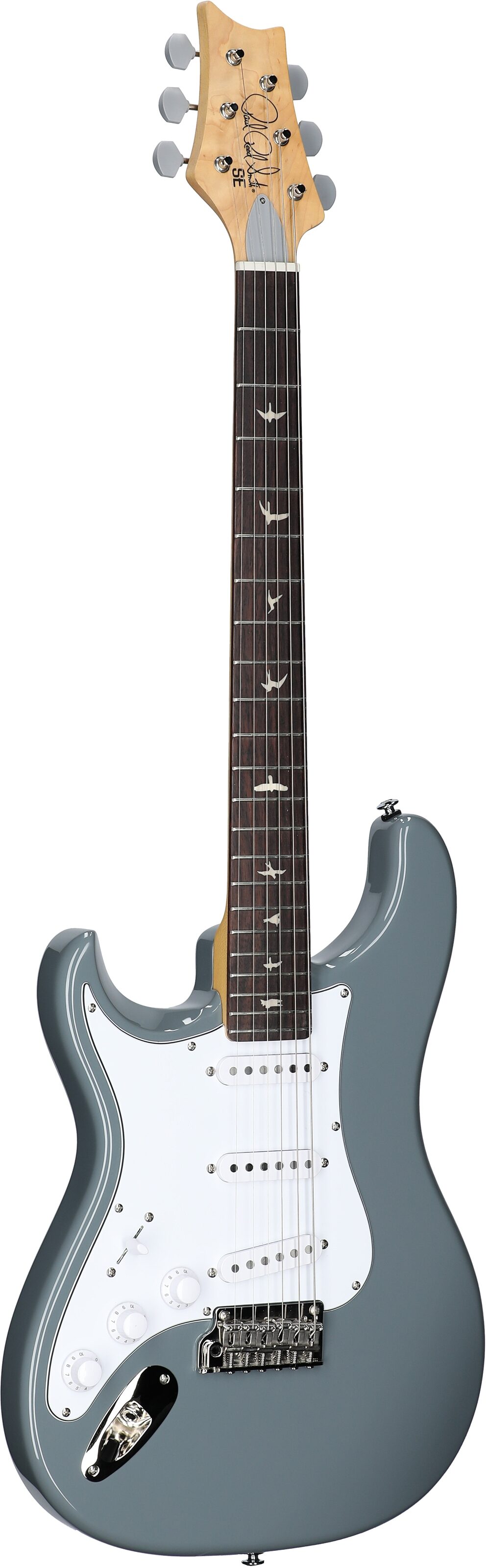 PRS Paul Reed Smith SE Silver Sky Electric Guitar, Left-Handed, Rosewood Fretboard (with Gig Bag), Storm Gray, Body Left Front