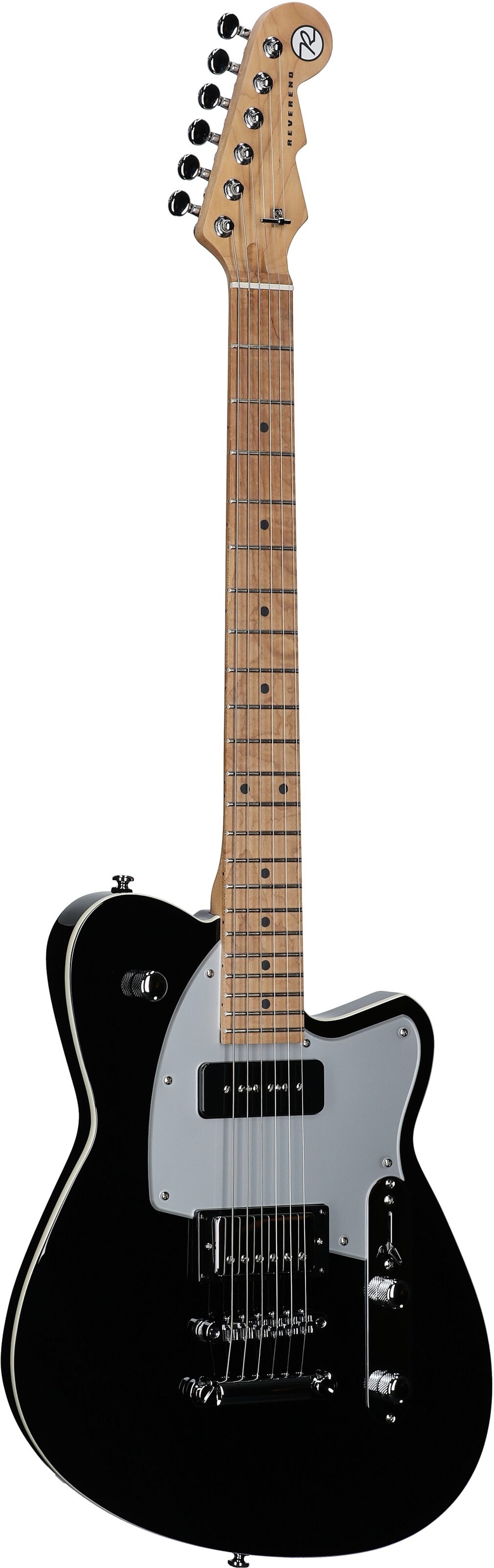 Reverend Double Agent OG Electric Guitar, Midnight Black, Body Left Front