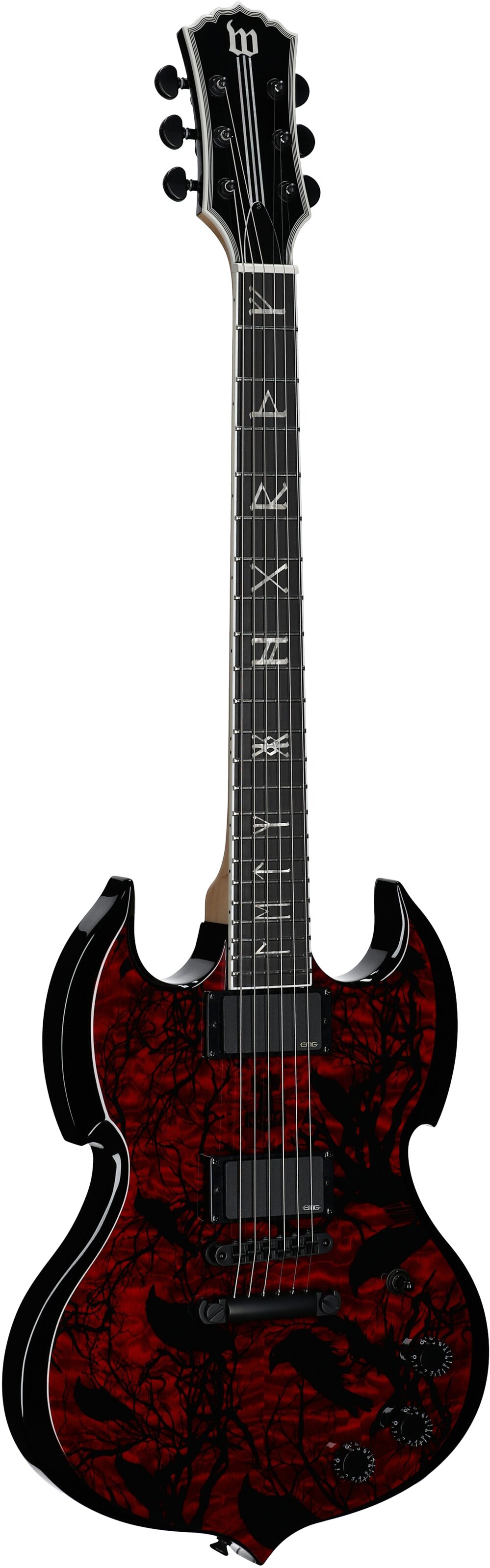 Wylde Audio Barbarian Electric Guitar, Blood Raven, Body Left Front