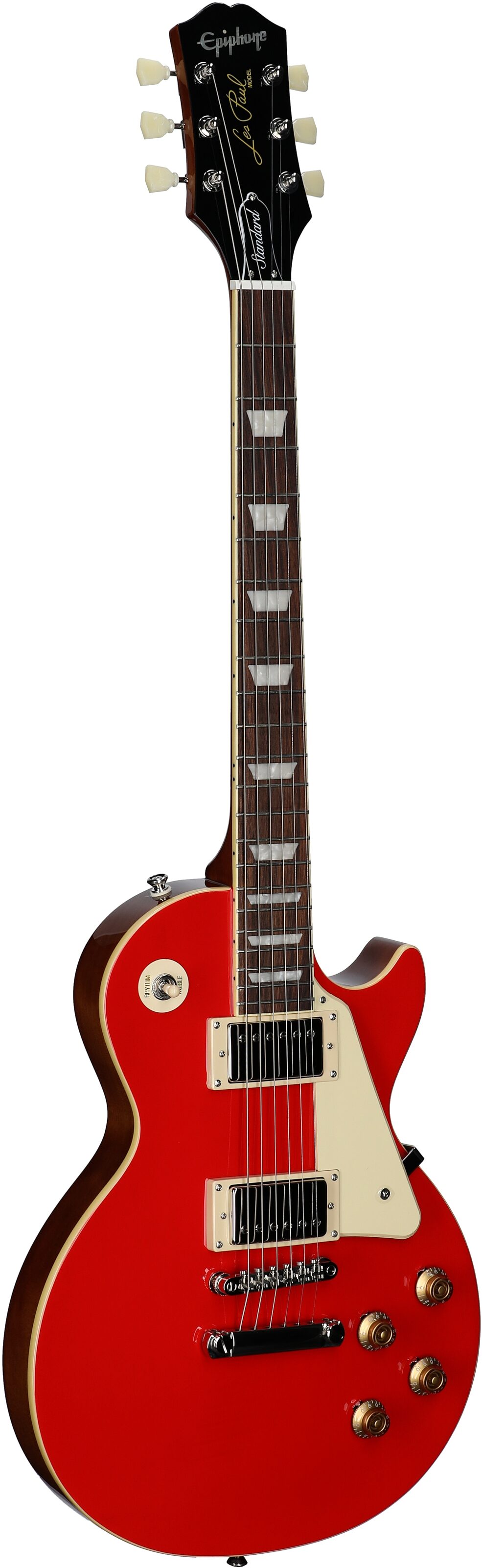 Epiphone Inspired by Gibson Les Paul Standard '50s Electric Guitar (with Gig Bag), Cardinal Red, Body Left Front