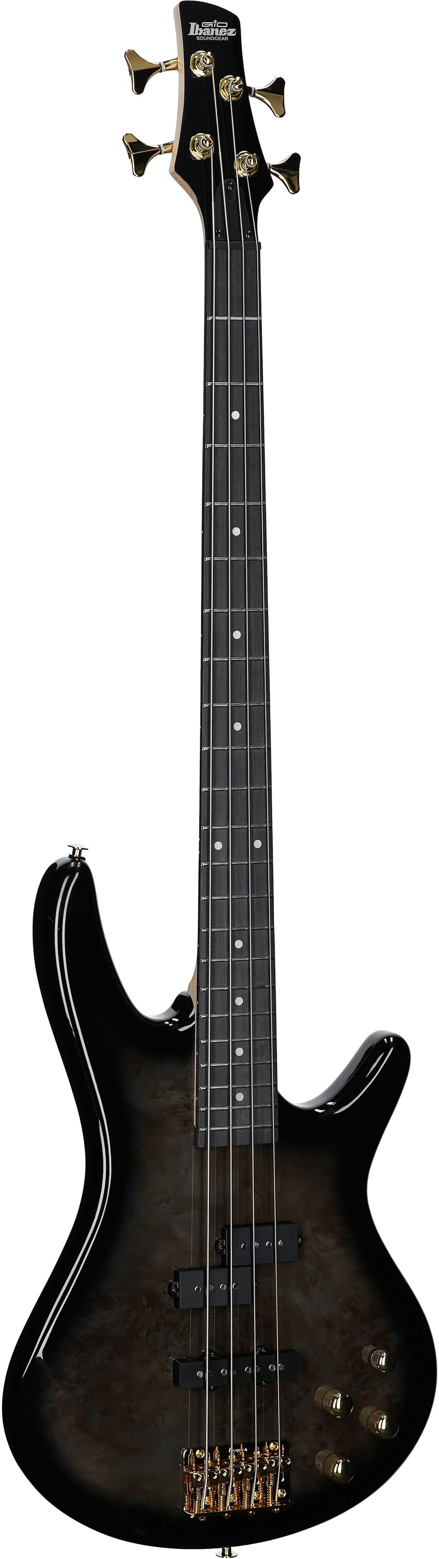Ibanez GSR200PC Gio Electric Bass, Transparent Pale Black Burst, Body Left Front