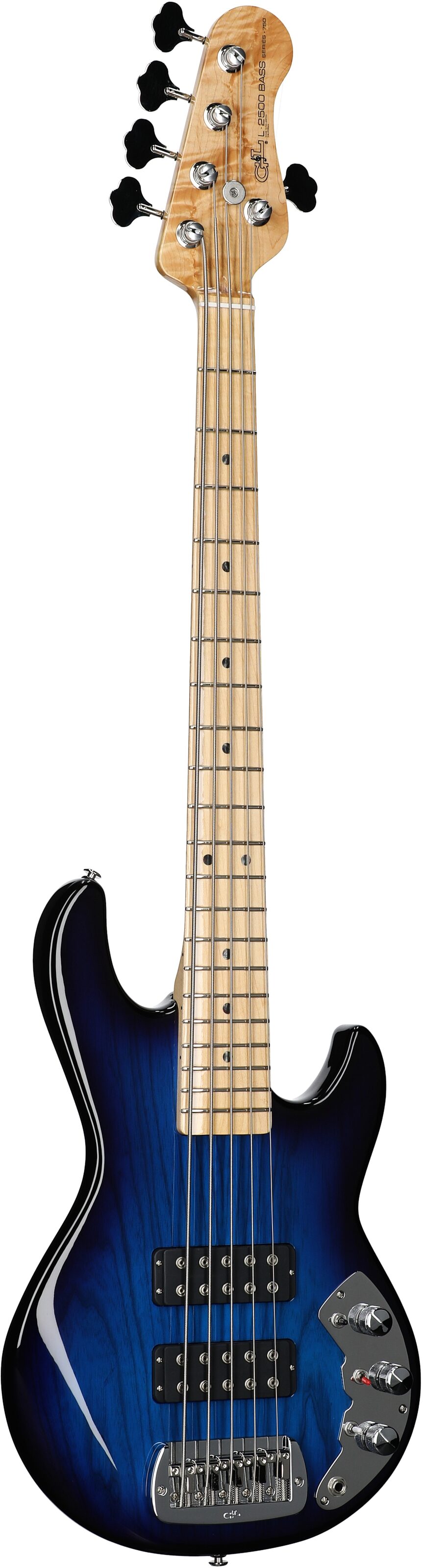 G&L CLF Research L-2500 Bass Guitar (with Case), Blueburst, Body Left Front