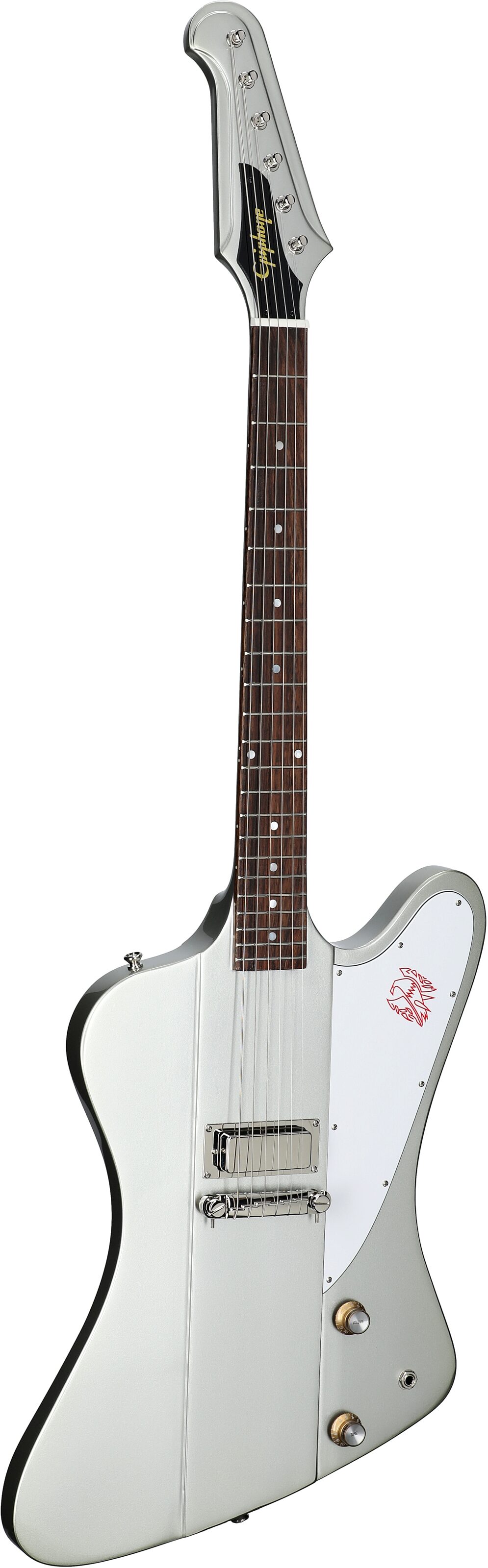 Epiphone 1963 Firebird I Electric Guitar (with Hard Case), Silver Mist, Body Left Front
