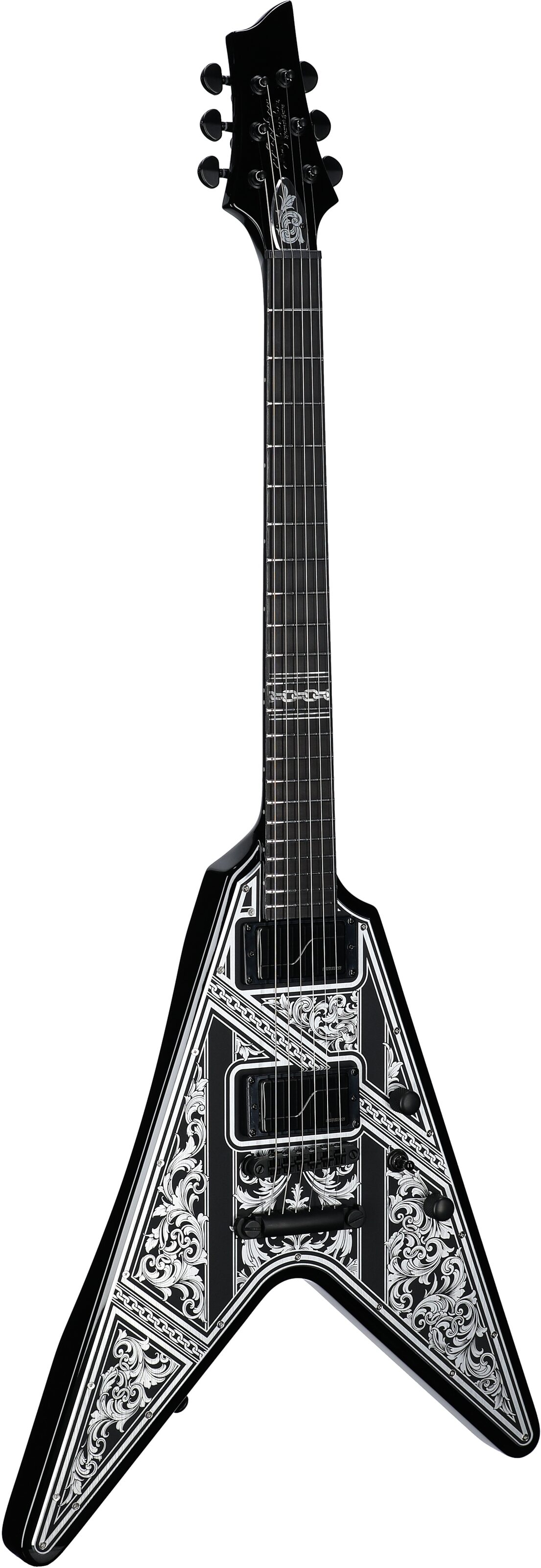 Schecter V-1 Przym Palladium Electric Guitar, Gloss Black, Body Left Front