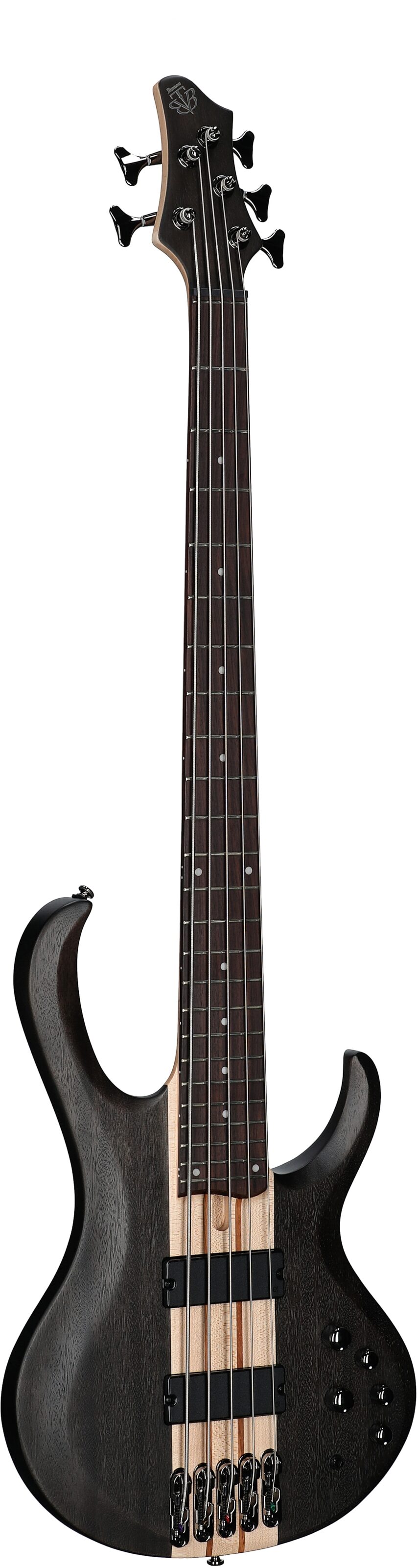 Ibanez BTB605 Electric Bass, 5-String, Transparent Gray Flat, Body Left Front