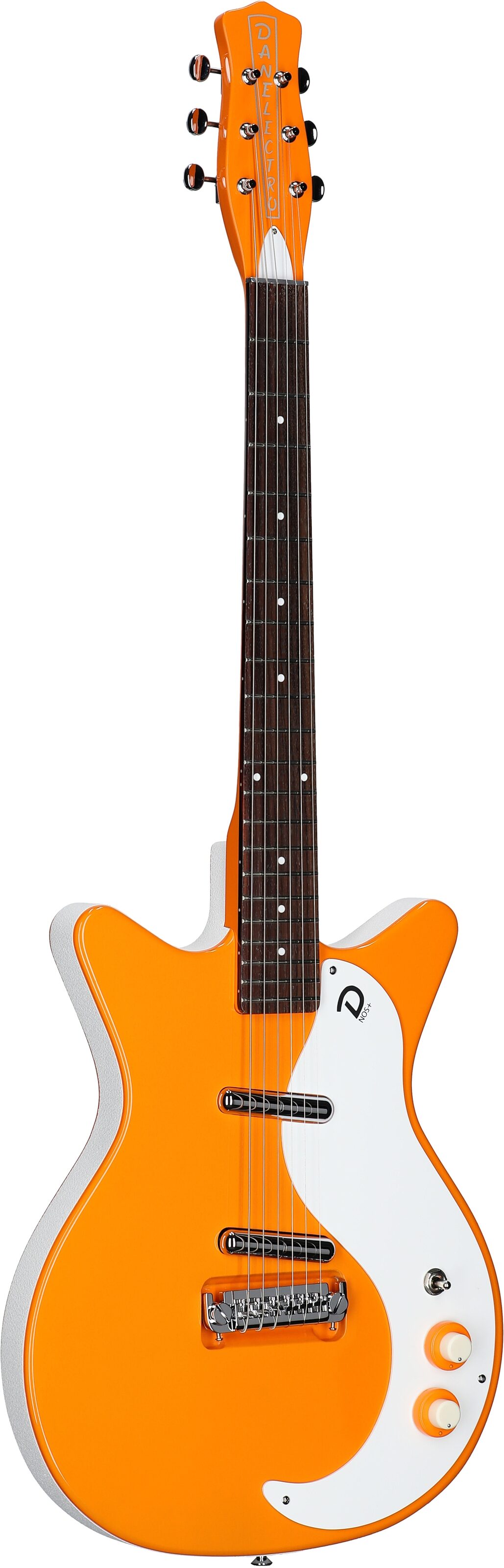 Danelectro '59 MOD NOS Electric Guitar, Orangeadelic, Body Left Front