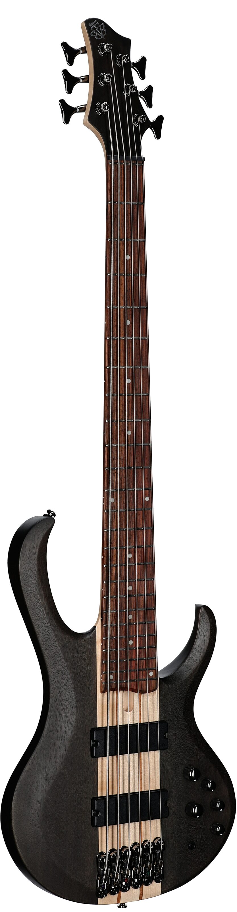 Ibanez BTB606 Electric Bass, 6-String, Trans Gray Flat, Body Left Front