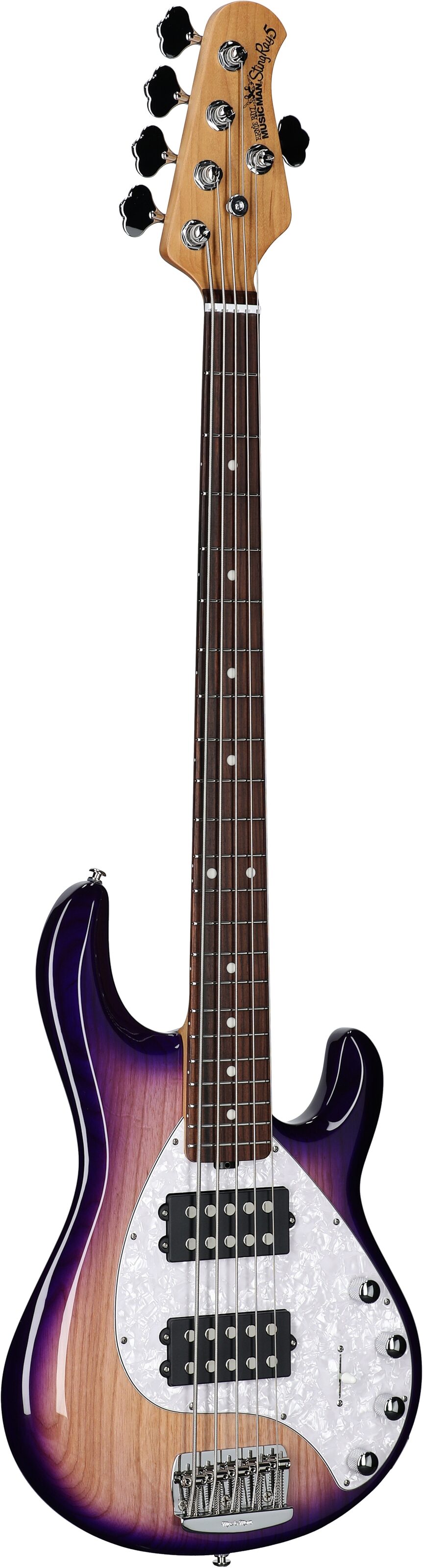 Ernie Ball Music Man StingRay 5 Special HH Electric Bass (with Case), Purple Sunset, Body Left Front