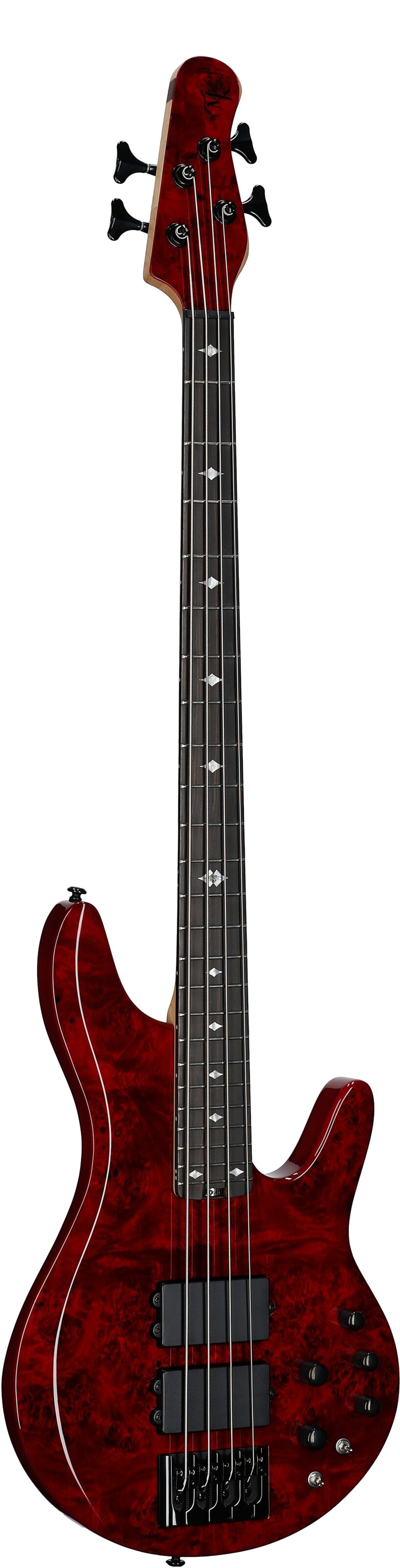 Michael Kelly Pinnacle 4 Electric Bass, Cherry Burl, Body Left Front