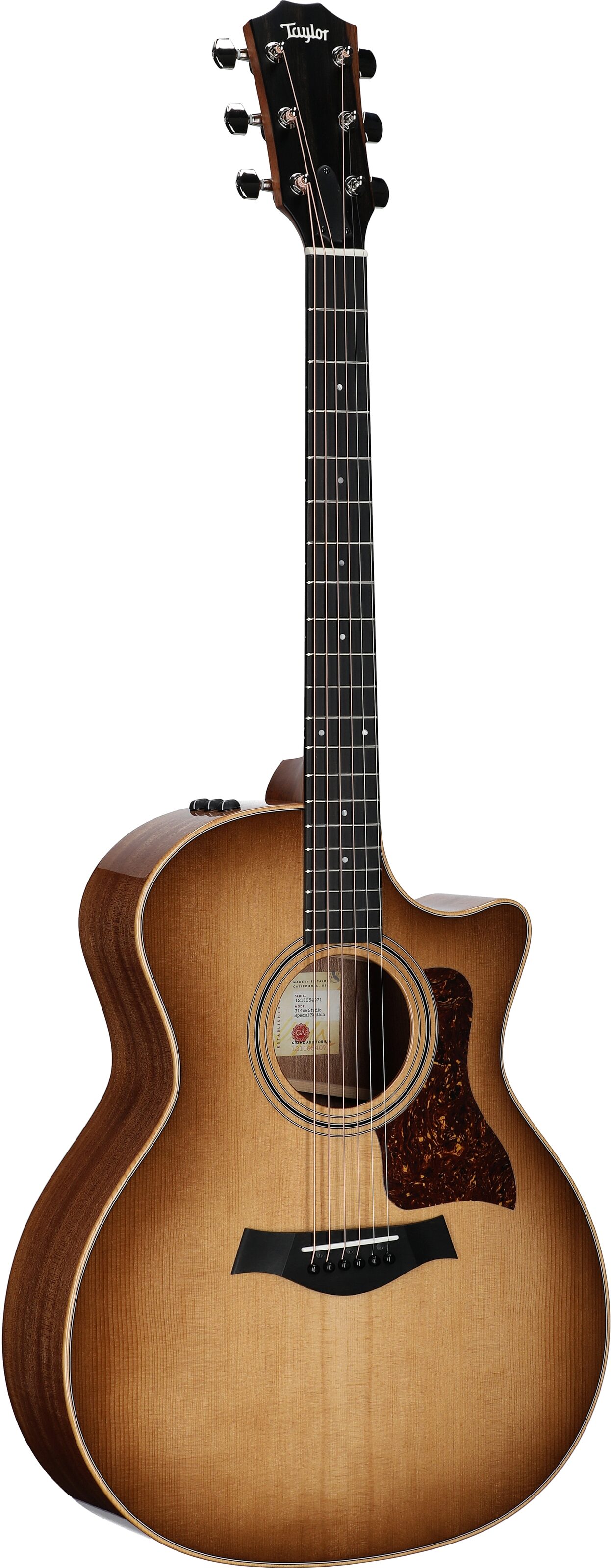 Taylor 314ce Studio Acoustic-Electric Guitar (with Gig Bag), Shaded Edge Burst, Body Left Front