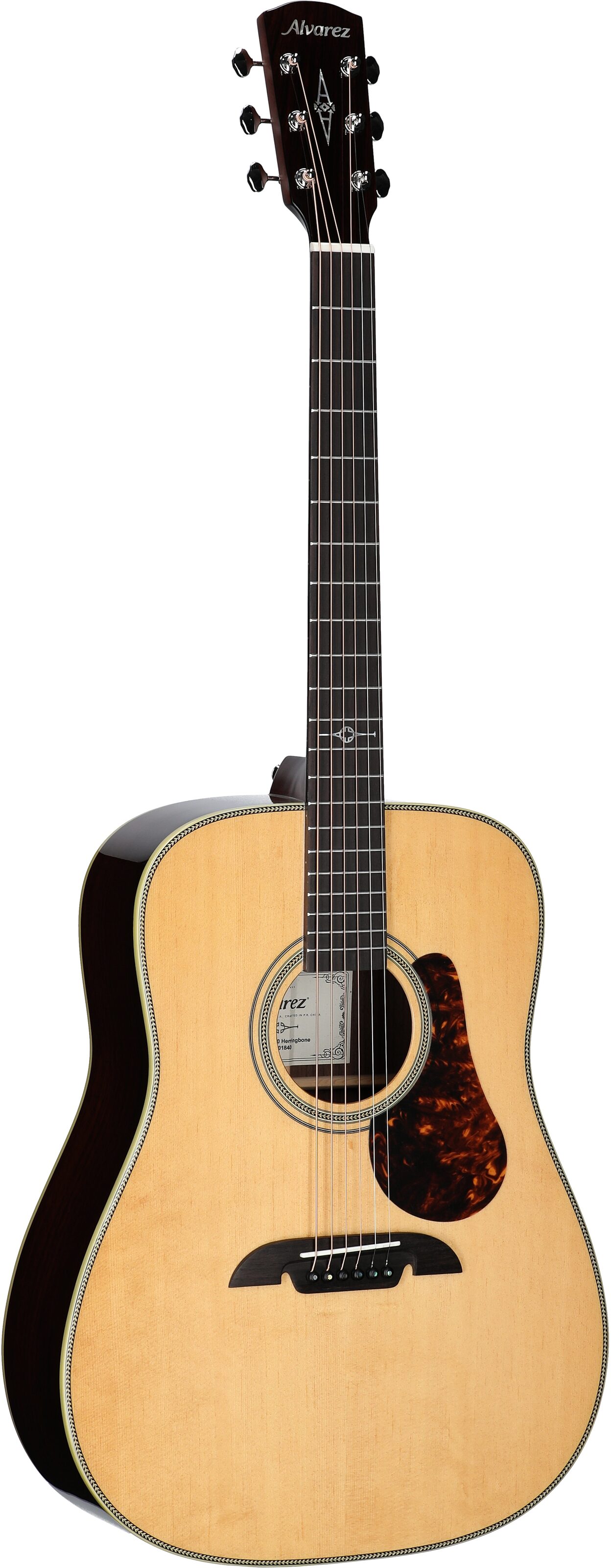 Alvarez MD70 Masterworks Herringbone Dreadnought Acoustic Guitar (with Gig Bag), New, Body Left Front