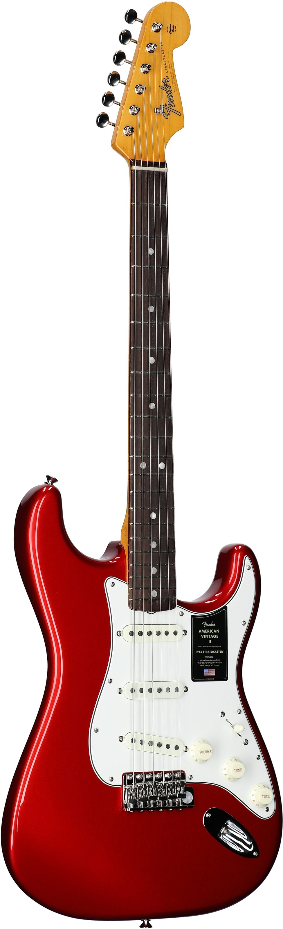Fender American Vintage II 1965 Stratocaster Electric Guitar, Rosewood (with Case), Candy Apple Red, Body Left Front