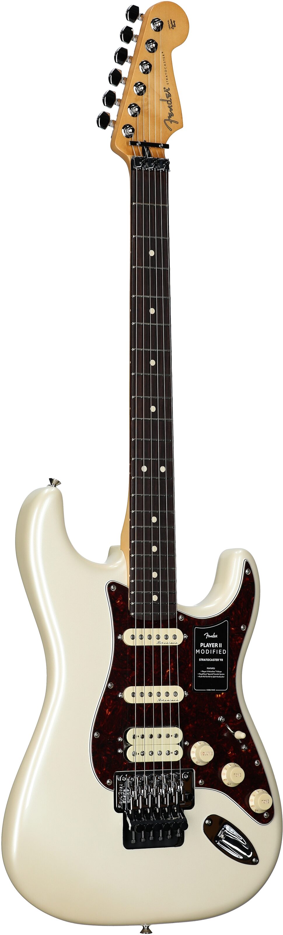 Fender Player II Modified Stratocaster HSS FR Electric Guitar, Rosewood Fingerboard (with Gig Bag), Olympic Pearl, Body Left Front