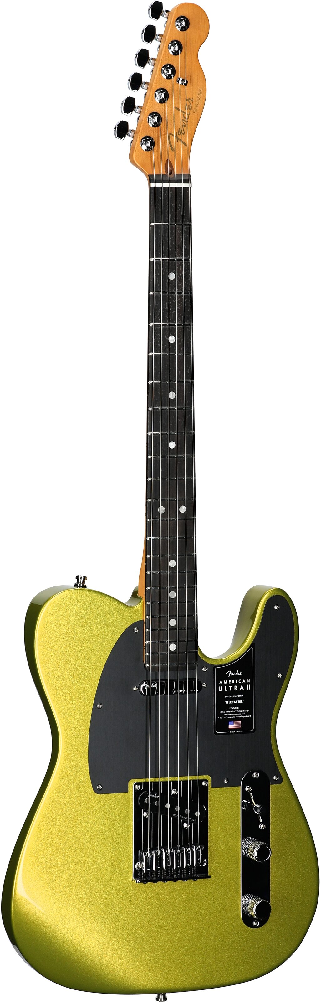 Fender American Ultra II Telecaster Electric Guitar, Ebony Fingerboard (with Case), Solar Flare, Body Left Front