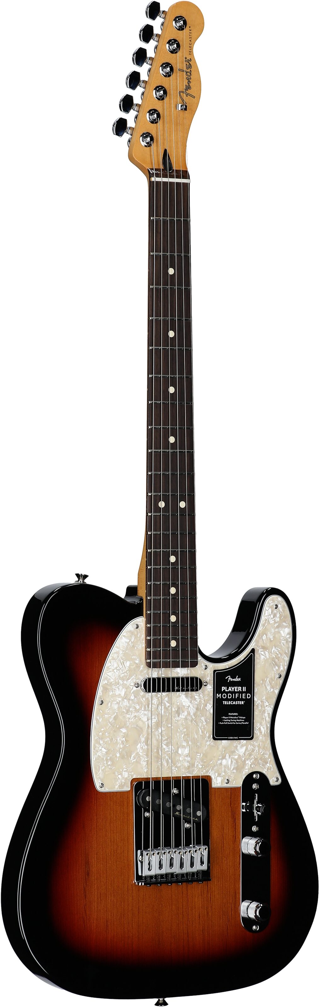 Fender Player II Modified Telecaster Electric Guitar, Rosewood Fingerboard (with Gig Bag), 3-Color Sunburst, Body Left Front