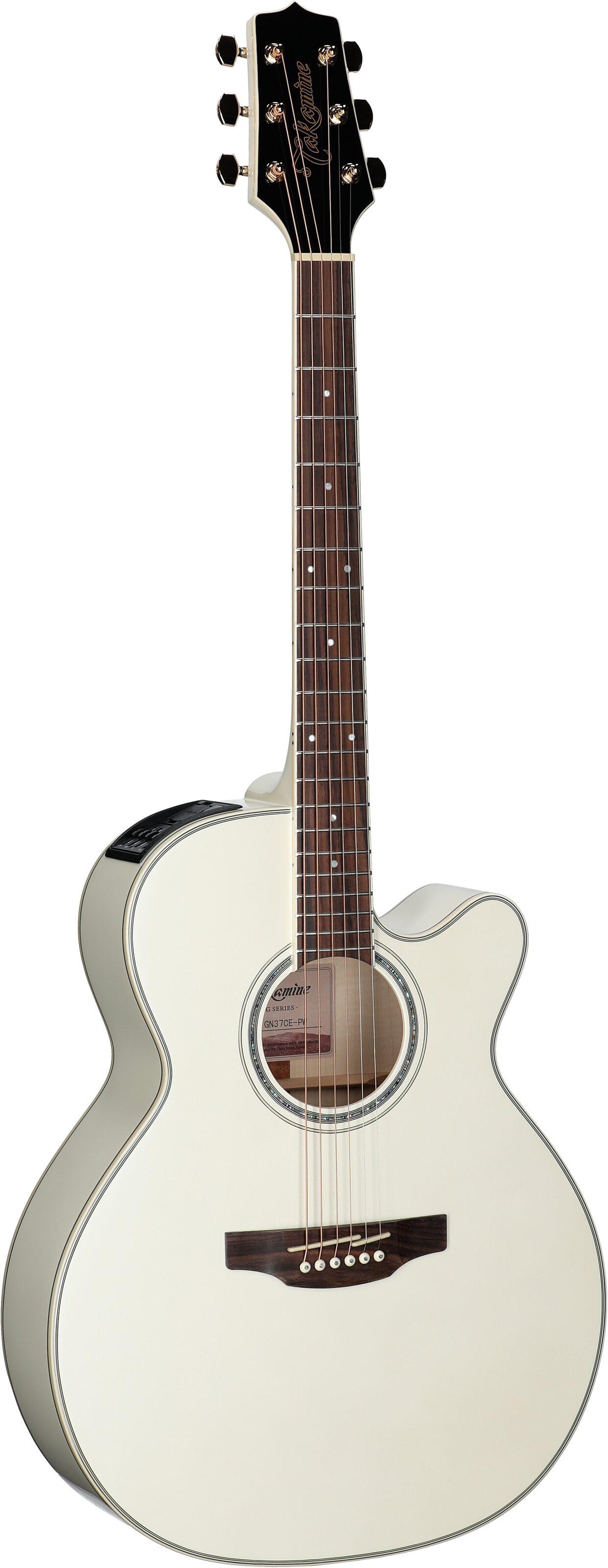 Takamine GN37CE Acoustic-Electric Guitar (with Gig Bag), Pearl White, Body Left Front