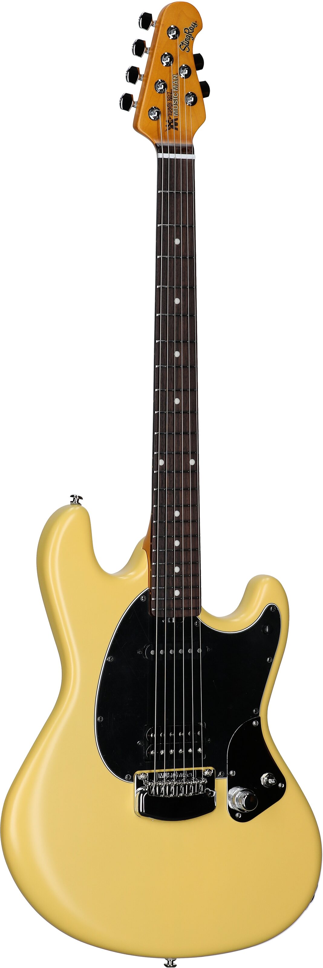 Ernie Ball Music Man Dustin Kensrue StingRay Electric Guitar, TV Blonde, Body Left Front