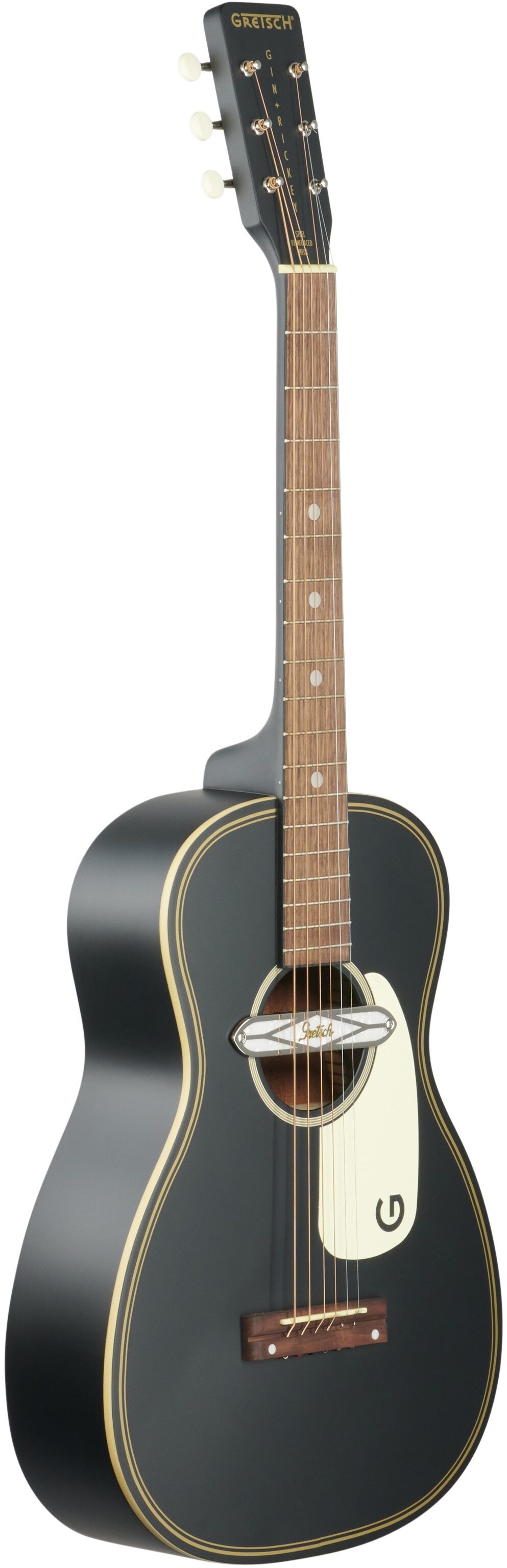 Gretsch G9520E Gin Rickey Acoustic-Electric Guitar, Smokestack Black, Body Left Front