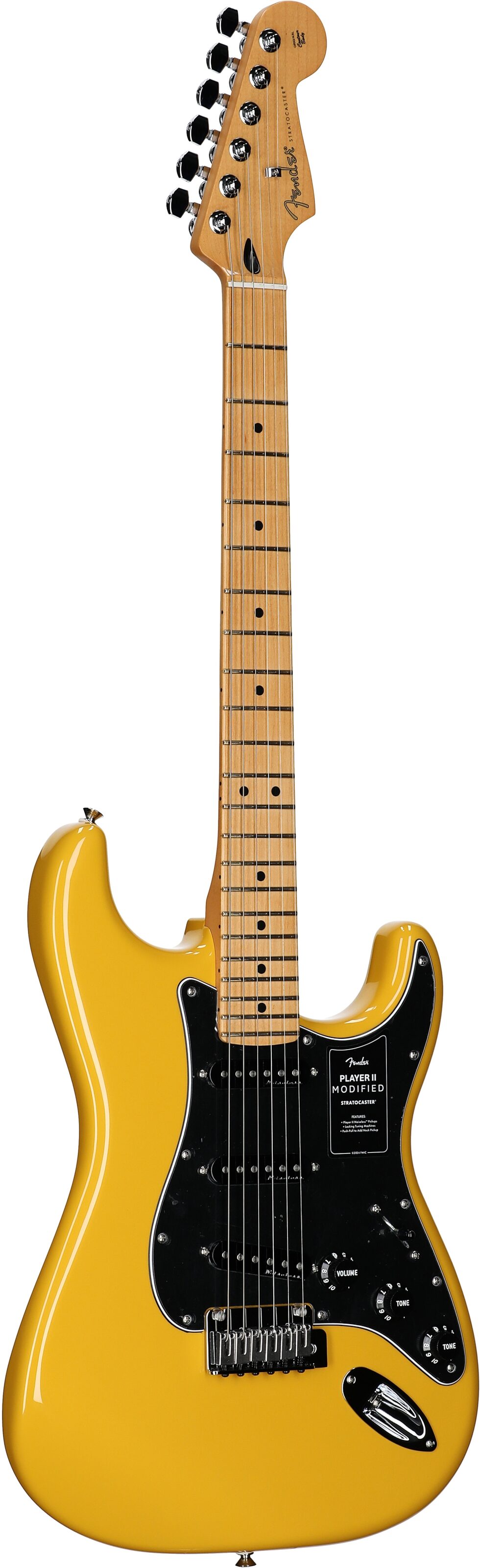 Fender Player II Modified Stratocaster Electric Guitar, Maple Fingerboard (with Gig Bag), Sun Yellow, Body Left Front