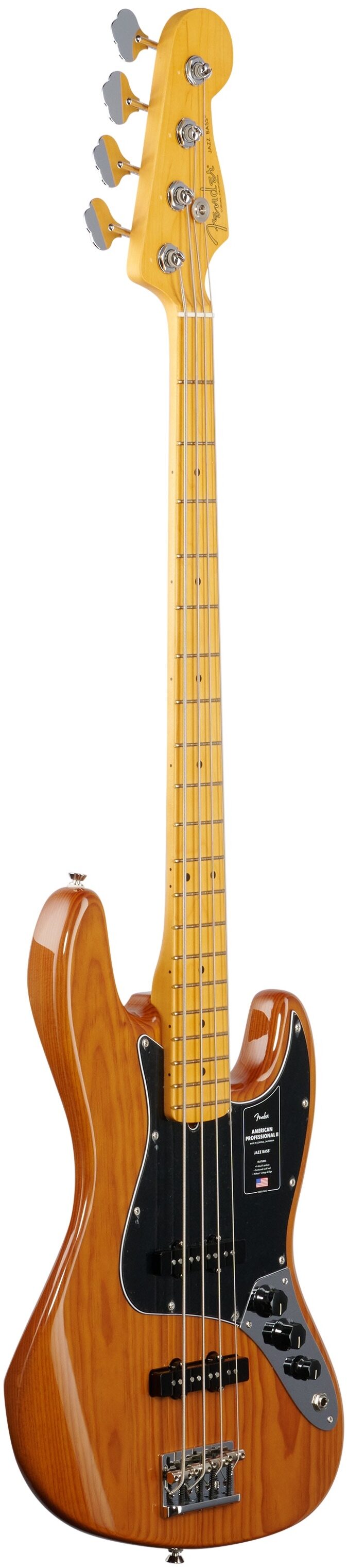 Fender American Pro II Jazz Electric Bass, Maple Fingerboard (with Case), Roasted Pine, Body Left Front