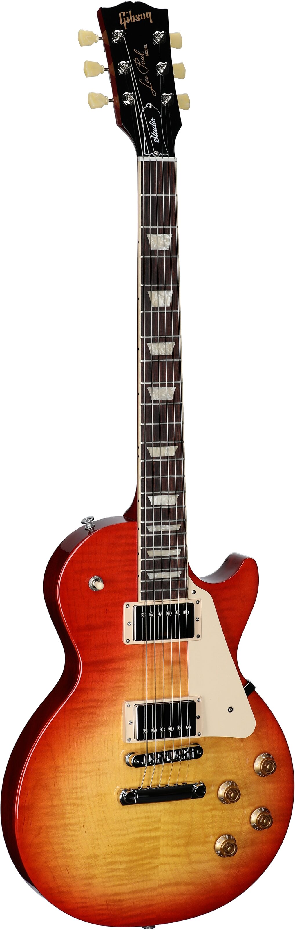 Gibson Exclusive Les Paul Studio Figured Electric Guitar (with Soft Case), Cherry Sunburst, Body Left Front
